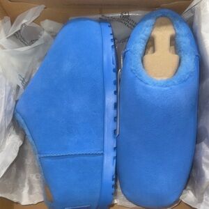 Blue Suede Slip-On Shoes